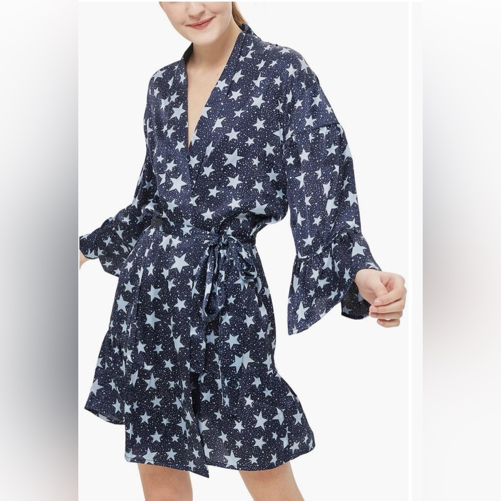 TOPSHOP Satin Blue Shorty Robe